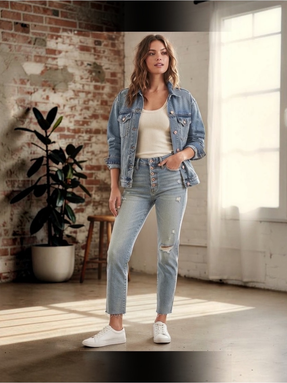 Pilcro by Anthropologie Distressed Raw Hem Button-Fly Denim Jeans Size 27